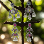 Nimaya Traditional Oxidised Earrings Combo (Set of 2) with Stones & Pearl Danglers - Image 4